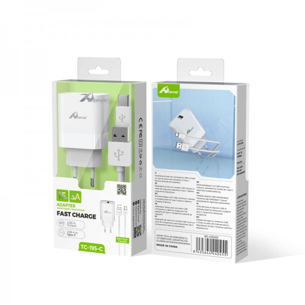 Adaptador de red para USB 15W con cable Tipo C TC-195-C 2