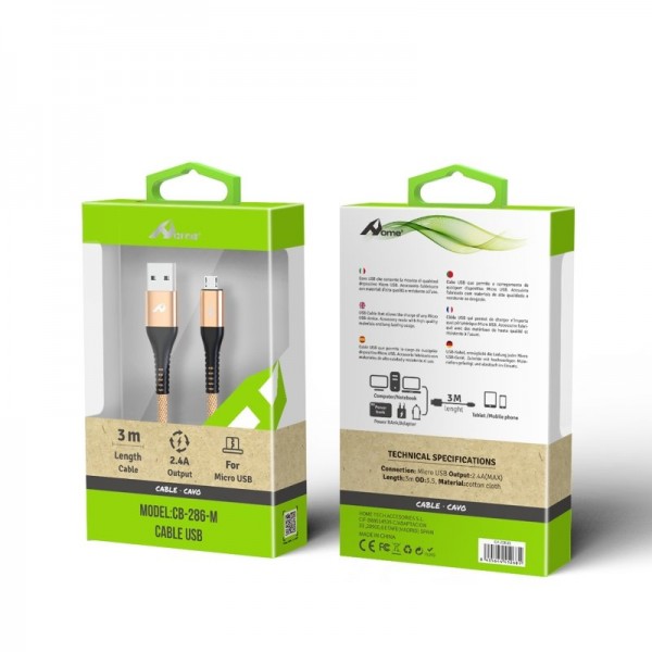 copy of Cable USB a Micro 3A 3m CB-286-IP