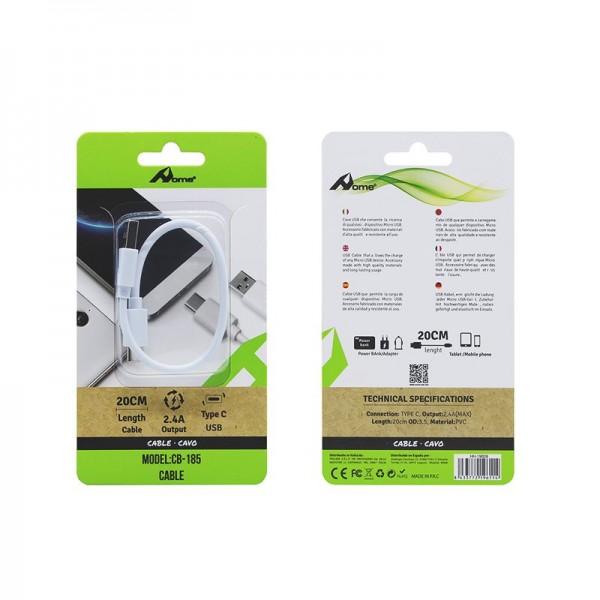 Cable USB a Tipo C 20 cm CB-185