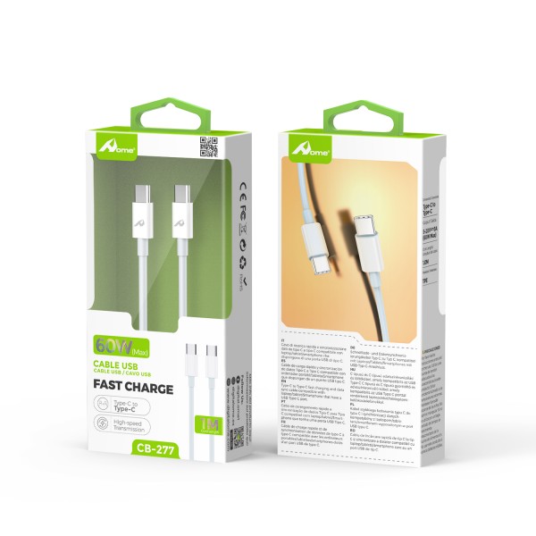 Cable Tipo C a Tipo C 2.4A – 3.0 A CB-277 2