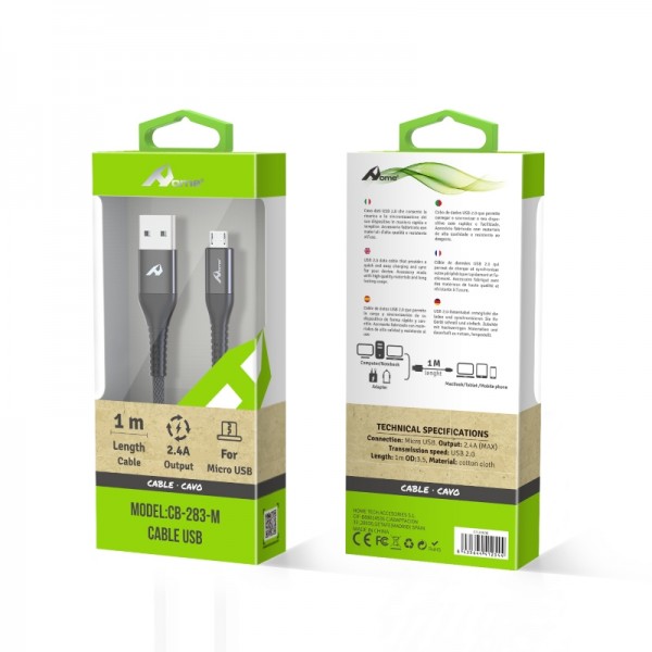 Cable USB a Micro 2.4A 1m CB-283-M 2