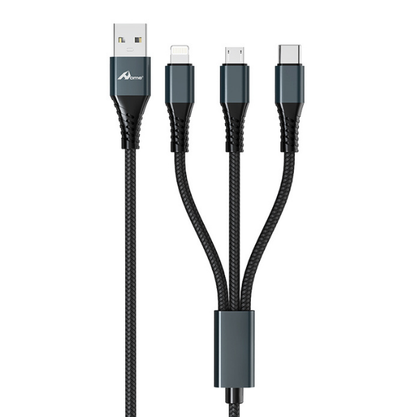 Cable USB a Lightning, Micro y Tipo C 1.2m 3A YCB-12