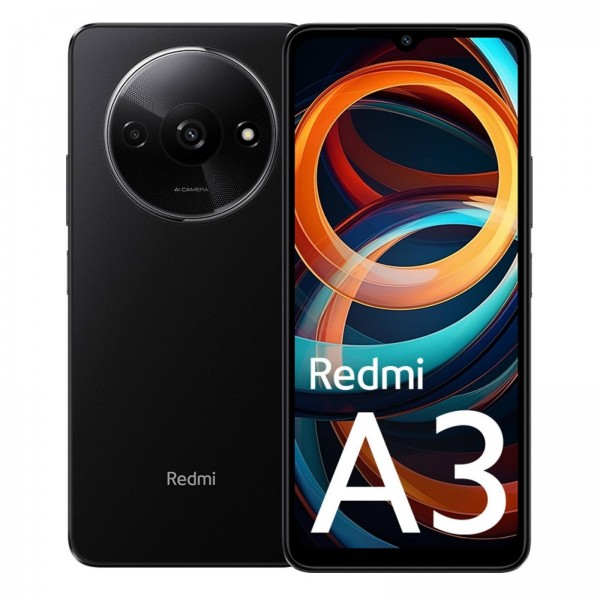 Móvil - Xiaomi Redmi A3, Negro, 64 GB, 3 GB RAM, 6.71" HD+, MediaTek Helio G36, 5000 mAh, Android