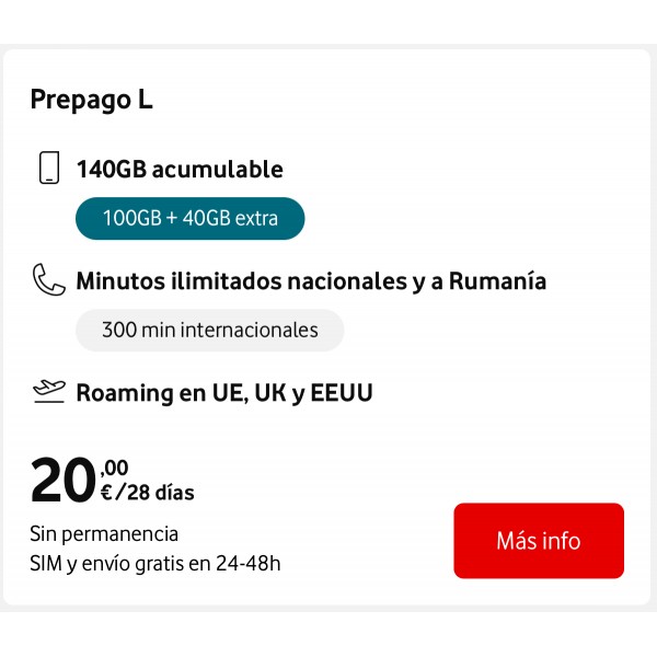 eSIM Vodafone 140GB