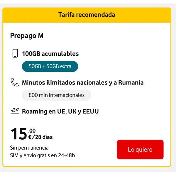 eSIM Vodafone 100GB